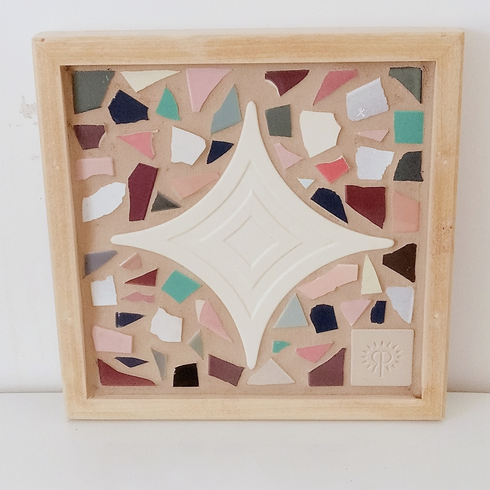 Rookwood Pottery Company Framed Mosiac Art 11.5 x 11.5 Solid Wood Frame